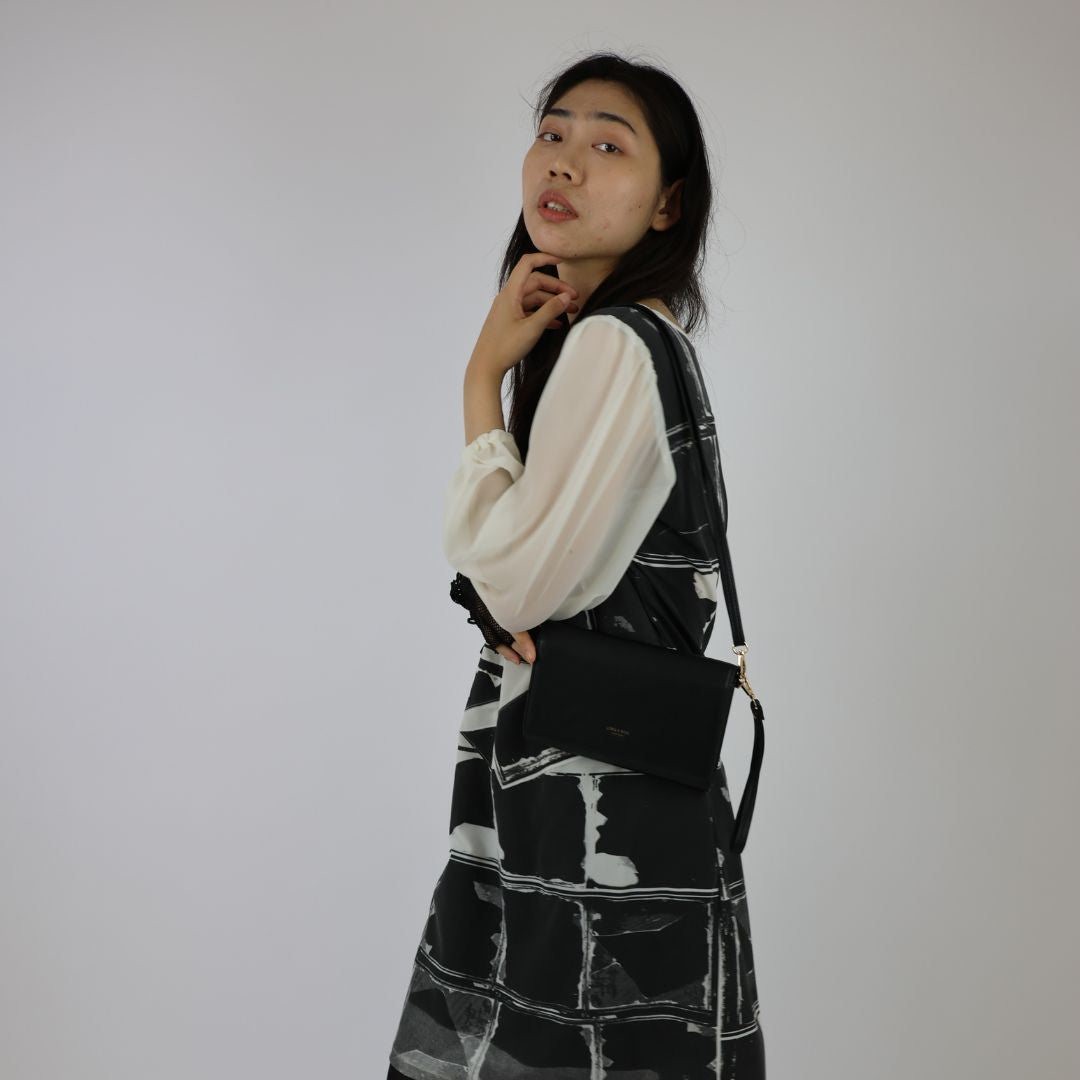 Geometric Window Patterned Chiffon Party Dress — view 3