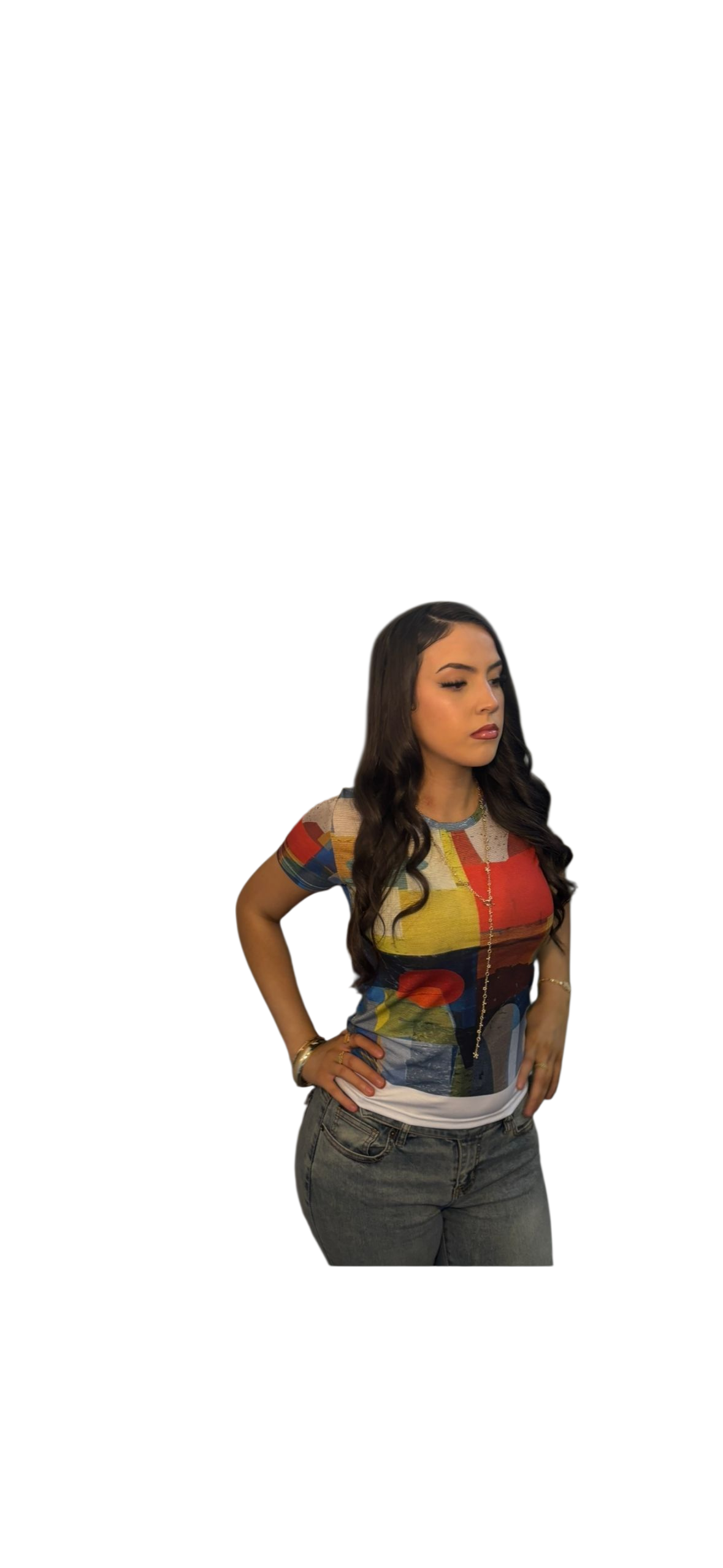 Geometric T-shirt — handmade sustainable womenswear by Susan Kistner, Bright Hopes Art