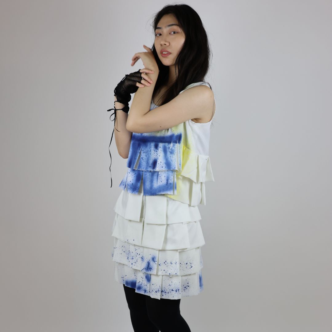 Hand Dyed Layered Cotton Polyester Skirt and Top — view 2