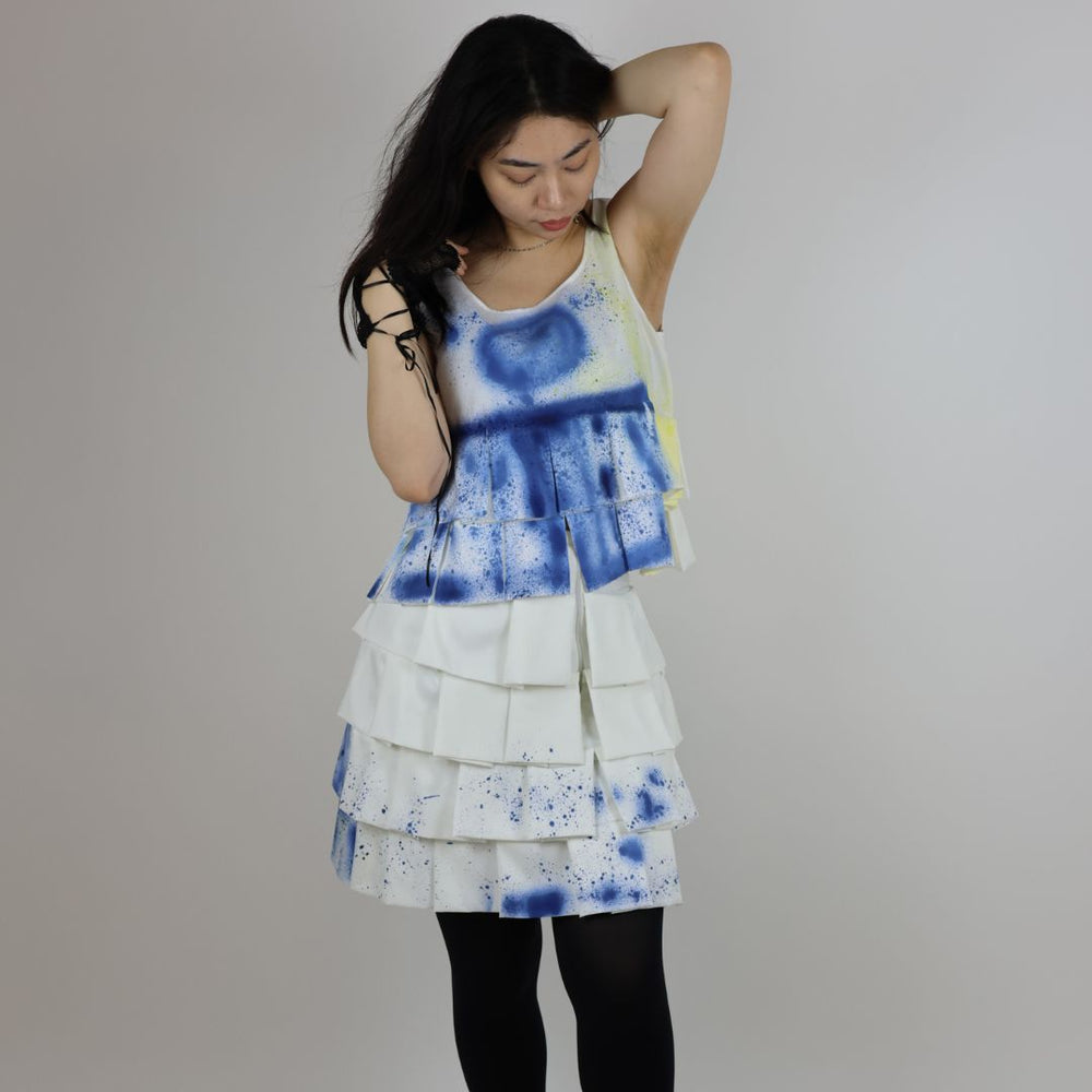 Hand Dyed Layered Cotton Polyester Skirt and Top — handmade artisanal set by Susan Kistner, Bright Hopes Art
