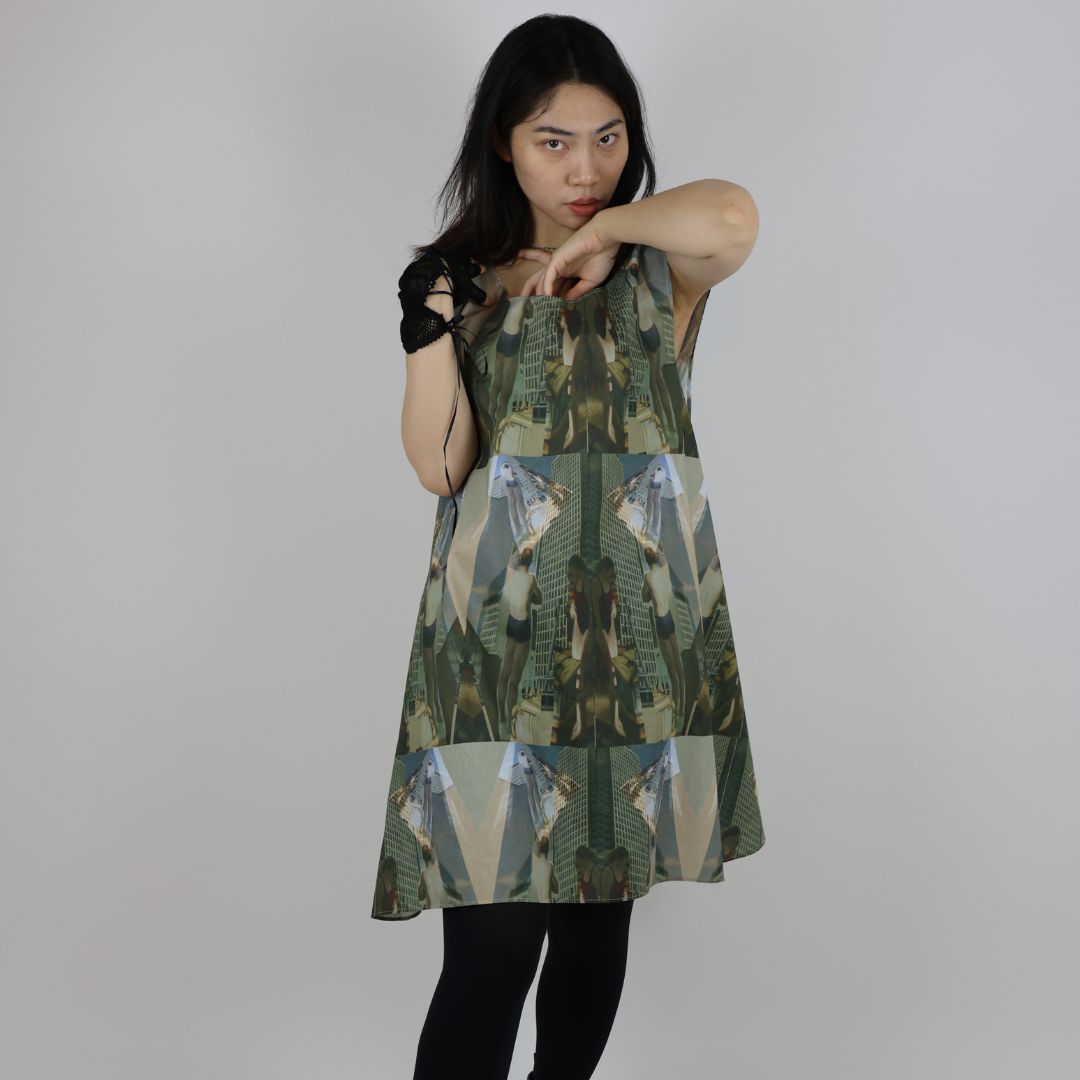 London Print Apron Style Cotton Canvas Dress — handmade sustainable fashion by Susan Kistner for Bright Hopes Art