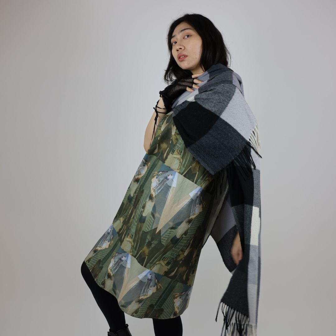 London Print Apron Style Cotton Canvas Dress — view 2