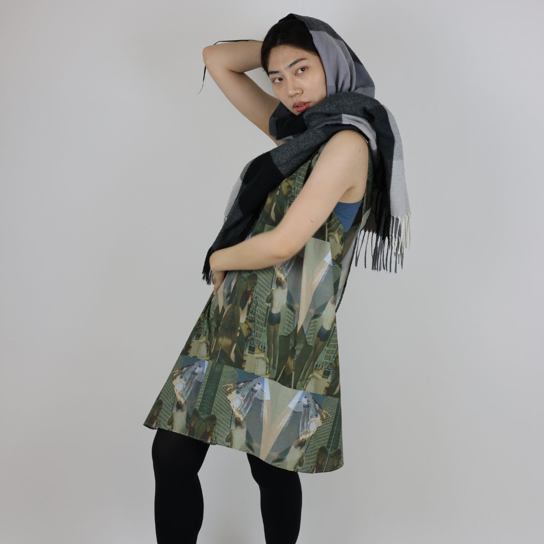 London Print Apron Style Cotton Canvas Dress — view 3