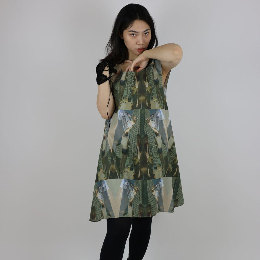 London Print Apron Style Cotton Canvas Dress — handmade fashion by Susan Kistner, Bright Hopes Art